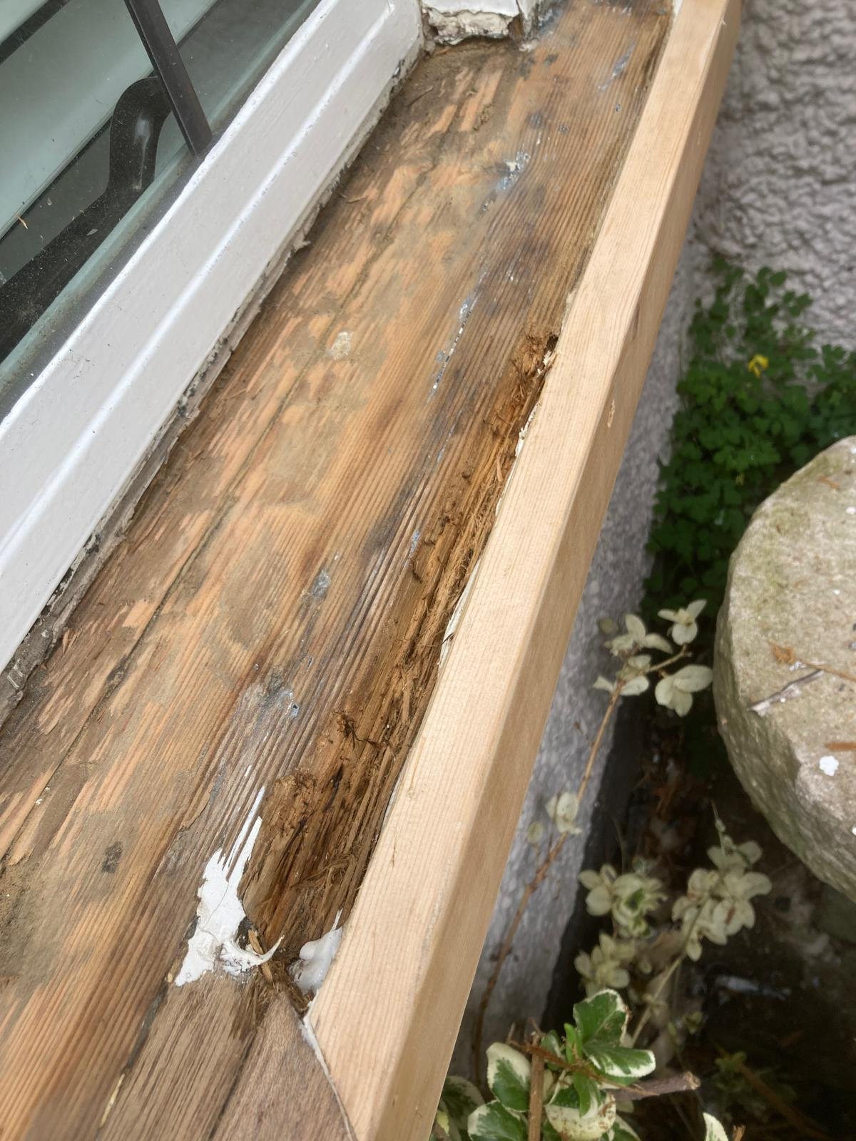 New timber fitted along the front of the window sill